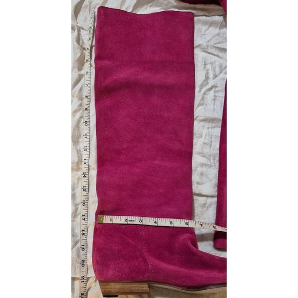 Pinkish/Purple Genuine Suede Over The Knee  Style Boots Made in Italy Sz 10 FLAW - Picture 13 of 16